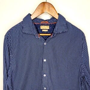Denim & Flower Men’s Slim Fit Navy Print Long Sleeve Button Down Size XL